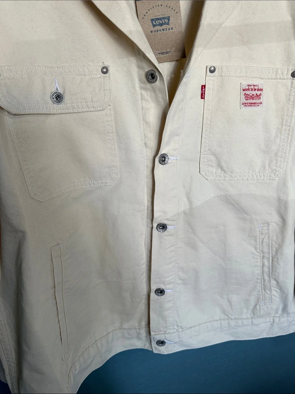 Levi's Off-White Denim Jacket with Chest Pockets